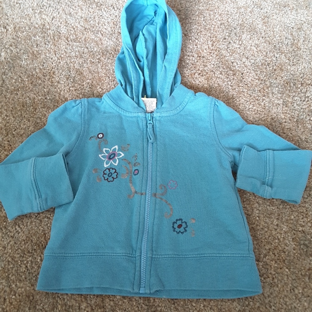 Cherokee aqua hoodie jacket foil embossed floral